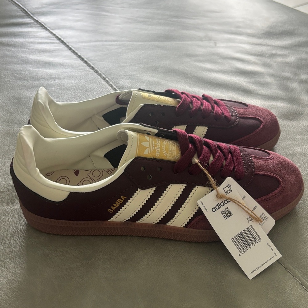adidas Samba Maroon and White Sneakers
